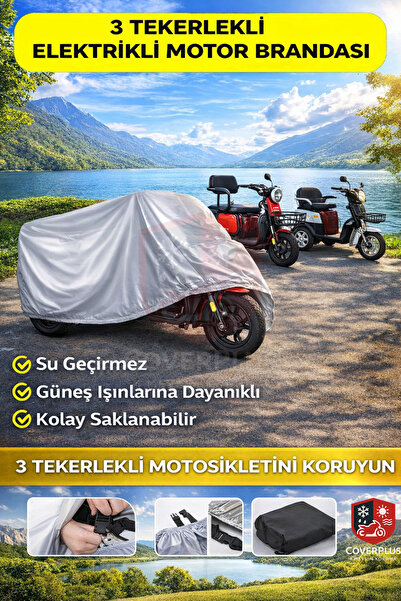 CoverPlus 3 Tekerli Elektrikli Motorsiklet Uyumlu Motosiklet Brandası Motor B...