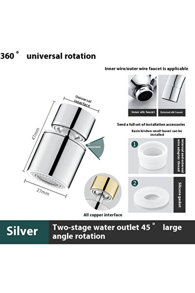Choice محول صنبور حوض قصير فضي 360 درجة، ملحق فلتر رش كرانو، واقي من رذاذ حوض...
