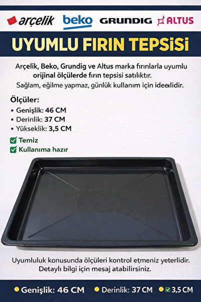 Beko Non-stıck Yapışmaz Tray Emaye Fırın Tepsisi Gri