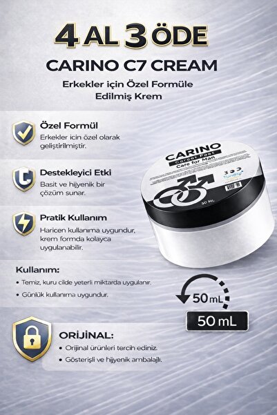 Carino E Bella C7 Care For Man Uzun Deneyim Erkek Kremi 50 ml