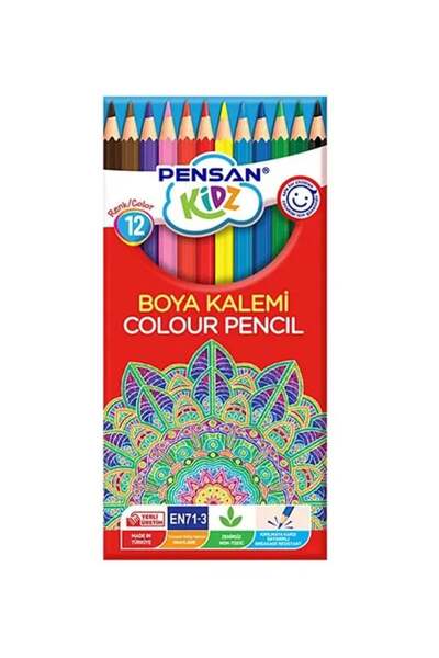 Pensan Kidz Kuru Boya Kalemi 12 Renk Set – Tam Boy