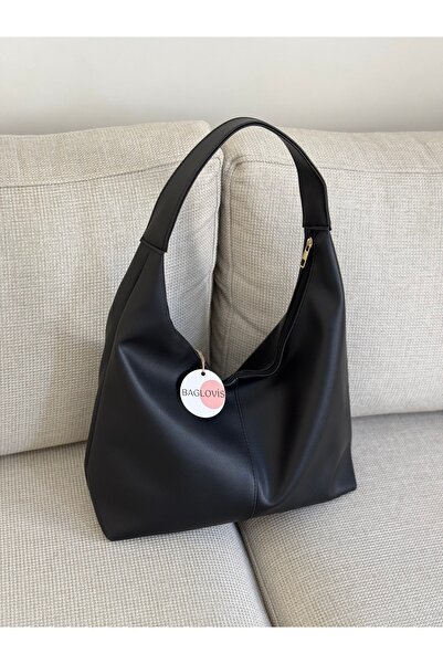 BAGLOVİS YENİ SEZON BÜYÜK SALAŞ SİYAH DERİ OMUZ ÇANTASI