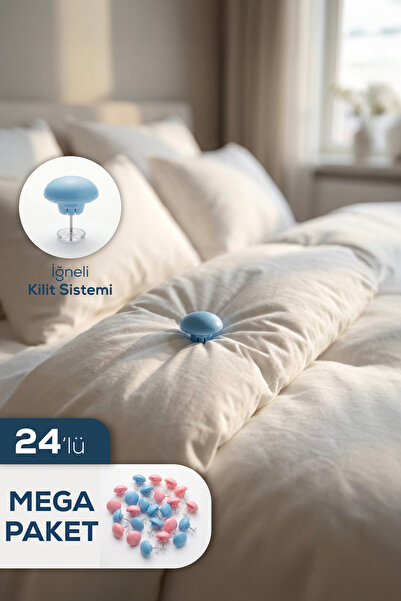 Vienev 24'lü Nevresim Yorgan Klipsi Takımı - Kaydırmaz Çarşaf Sabitleyici Man...
