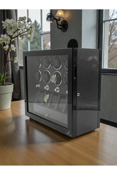 ROBERT TAYLOR صندوق لف الساعات الأوتوماتيكي لمدة 12 ساعة - مزود بمحرك لف السا...