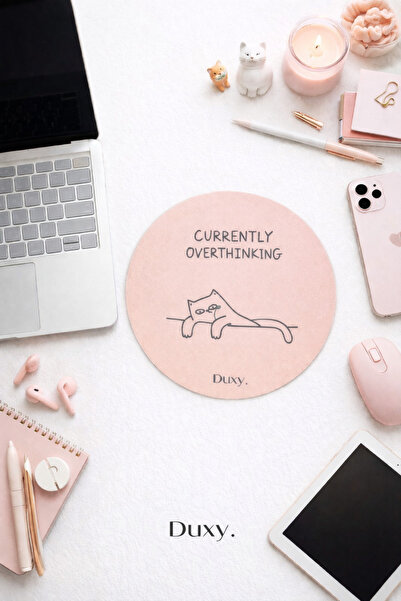 Duxy Espirili Kedi Kauçuk Mouse Pad, 19 cm, Kaymaz Taban, Ev Ofis Oyun için R...