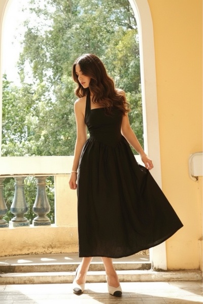 Lui Meist Cuore Büzgü Detaylı Elegant Keten Elbise