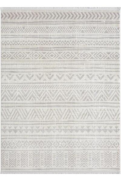 Karmen Halı Lotus 8575 Gri Halı iskandinav Desenli Modern İnce Akrilik Tozuaz...