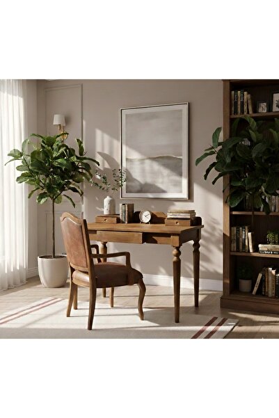 MMS AHŞAP Ceviz Renk Ahşap Çalışma Masası