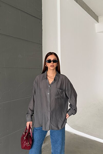 R-Style Tensel Oversize Gömlek