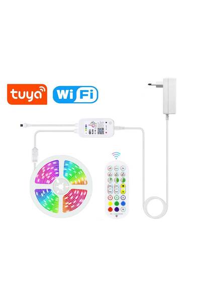 ElectroAZ Bandă LED RGB 15 metri, Bluetooth, aplicație telefon, telecomandă, ...