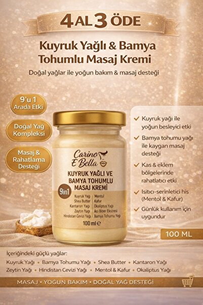 Carino E Bella Kuyruk Yağlı ve Bamya Tohumlu Akıllı Masaj Kremi 100ml