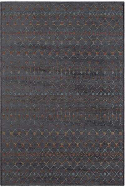 Karmen Halı Lenda Ld003a Antrasit Kilim Renkli Detaylı Ince Antialerjik Kayma...