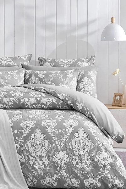 İQON طقم غطاء لحاف مرن مفرد باللون الرمادي الملكي