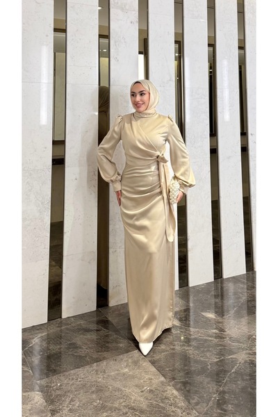 modadeywearst YANDAN BAĞLAMALI SATEN ABİYE