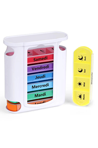 Choice علبة أدوية بيضاء، تتسع لـ 7 أيام، 4 أقسام، سهلة الحمل، مناسبة لكبار ال...