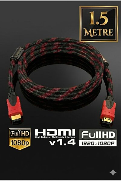 Derwell كابل HD عالي السرعة مضفر بطول 1.5 متر متوافق مع HDMI 1080 بكسل - للتل...