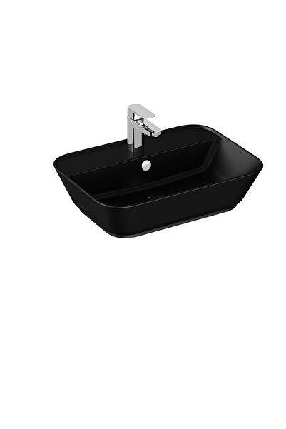 VitrA Geo 7426B083-0001 Dikdörtgen Çanak Lavabo, 60 cm, Mat Siyah