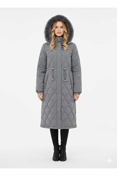 KMKkombin معطف نسائي مبطن بأكمام مطاطية 198