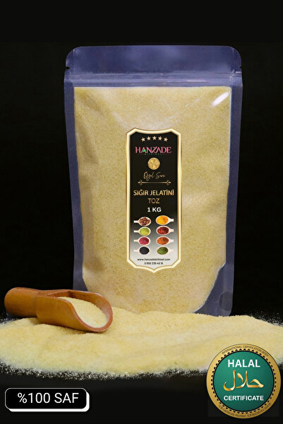 Hanzade Bitkisel Toz Jelatin 1 Kg %100 Saf Sığır Jelatini 240 Bloom Helal Ser...