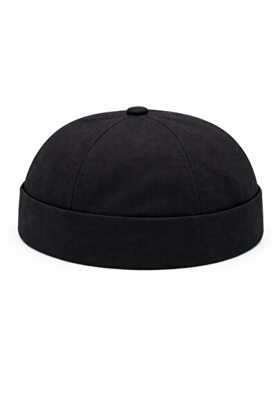 ZERAMİNE Siyah Docker Şapka %100 Pamuk Ayarlanabilir Cırtlı