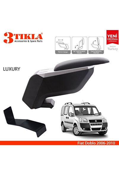 3 Tıkla Fiat Doblo 2006-2010 Delmesiz Çelik Ayaklı Siyah Kolçak Kol Dayama