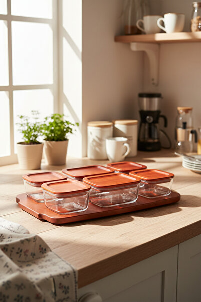 Bambum Enzo 13 Piece Glass Breakfast Set with Bamboo Tray