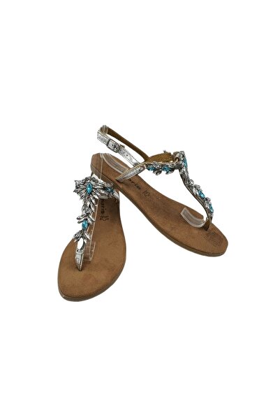 Tamaris Sandale damă 37, imitatie de piele, argintiu