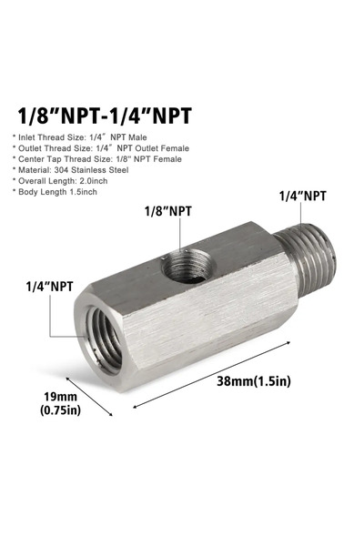 Choice محول قياس ضغط الزيت من الفولاذ المقاوم للصدأ، مقاس 1-8NPT أنثى إلى M12...