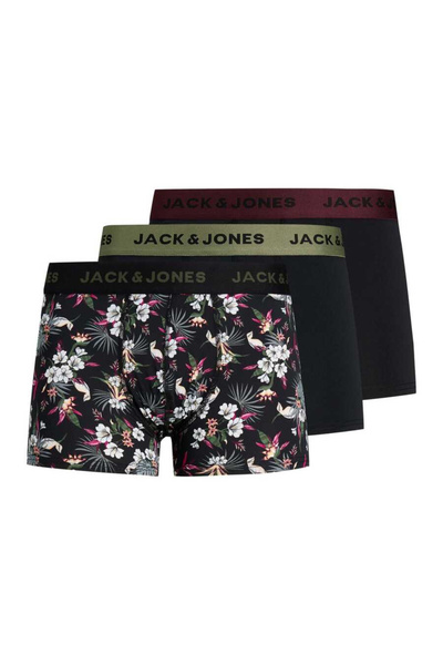 Jack & Jones Jack&Jones 12194284 JACFLOWER MICROFIBER 3 PACK Boxer bărbați Negru