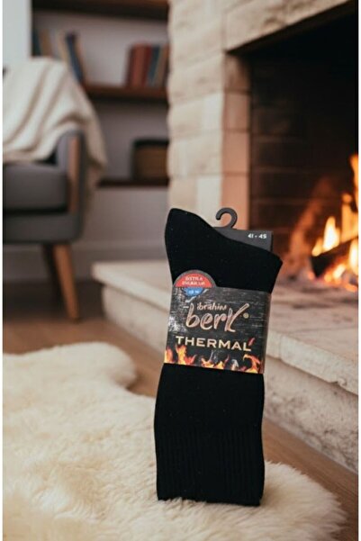 İbrahim Berk Erkek Siyah Termal Çorap Uzun Erkek Havlu Termal Çorap Seti 1 Çi...