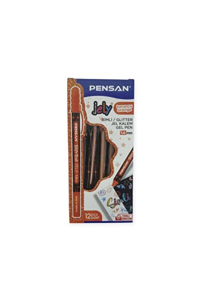 Pensan Gel Pen 2800 Orange Jely Glitter Silvery 12'Li Package
