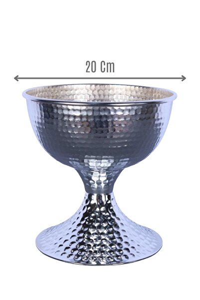 Yapay Çiçek Sitesi Metal Decorative Impact Vase 20 cm Silver
