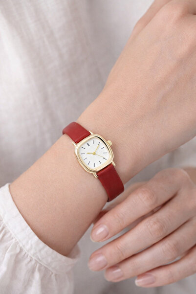 sonsuzsaat Bordo Deri Kordon İnce Bilekli Kadınlara Özel Genç Kız Kadın Kol S...