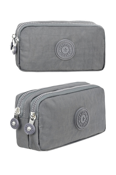 Çanta Trend Krinkıl Kumaş Çift Bölmeli Gözlü Kalemlik Kalem Kutusu