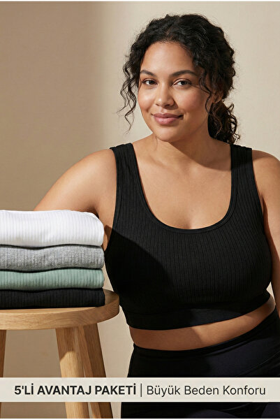 underwear bodyway Plus Size 5-Piece Ribbed Bustier Set - Flexible and Comfort...