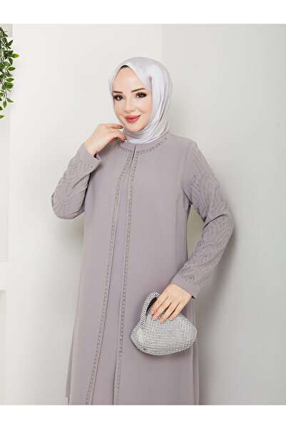 ESLEMNUR Kolları Taşlı Büyük Beden Anne Elbisesi