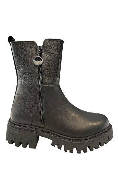 Castle Black Yldz-23782-1 حذاء نسائي كلاسيكي من الجلد الطبيعي باللون الأسود