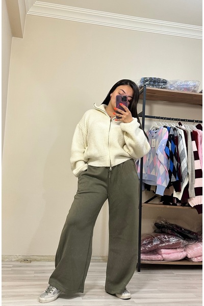 Madmext HAKİ Ayarlanabilir Bel Bol Paça Rahat Kesim Basic Kadın Eşofman Altı ...