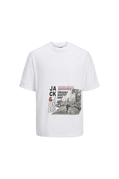 Jack & Jones Tricou pentru bărbați Jack&Jones 12214444 alb strălucitor alb negru