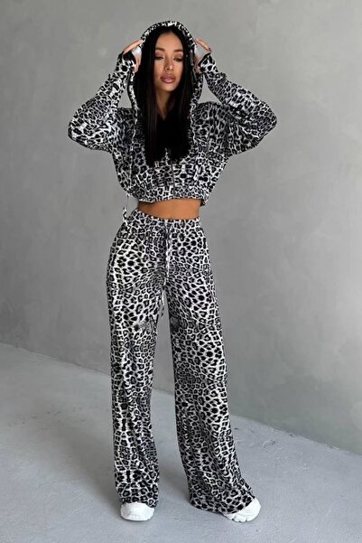 FashionForYou Ținută casual din catifea, Savage, pantaloni cu croi larg și ha...