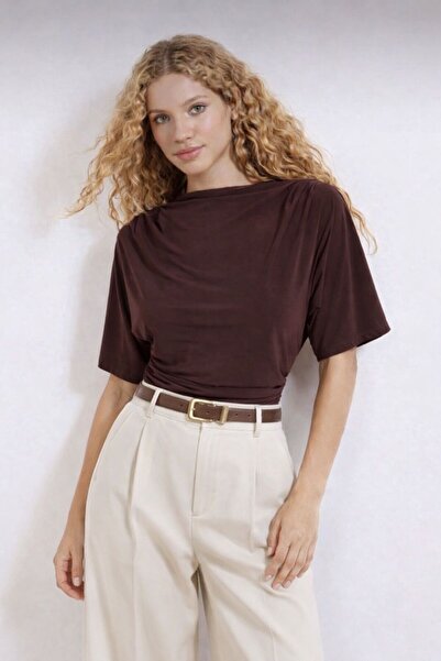 peri tower Bluză pentru femei, ajustată/ mulat cu decolteu barcă, mânecă lili...