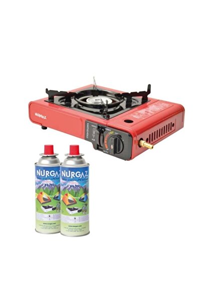 NURGAZ Tekli Portatif Ocak Kırmızı+2 Adet 220 Gr Kartuş Set