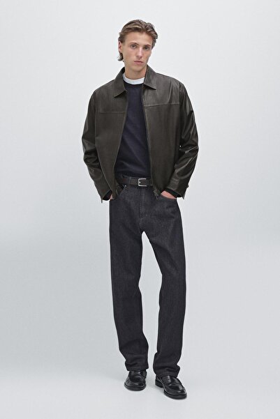 Massimo Dutti Distressed görünümlü deri ceket