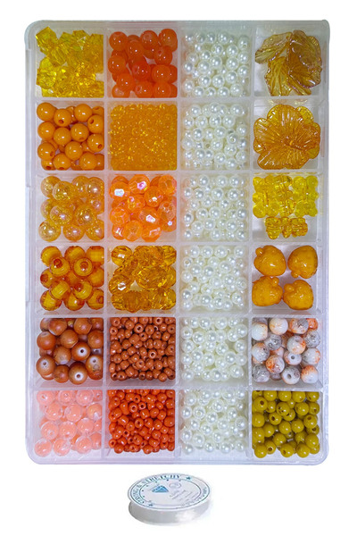 By MO Accessories Çocuklar İçin Turuncu Boncuklar ve Figürlerle İnci Boncukla...