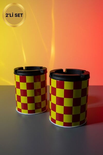 LE PARİS Desenli 2'li Metal Küllük Koku ve Rüzgar Önleyici Kapaklı - Dekoratif