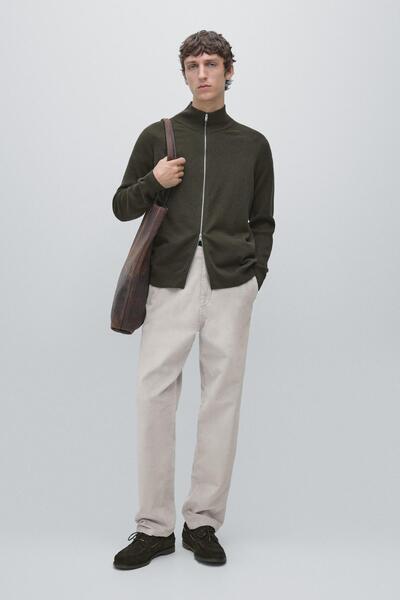 Massimo Dutti Reglan kollu pamuklu triko hırka