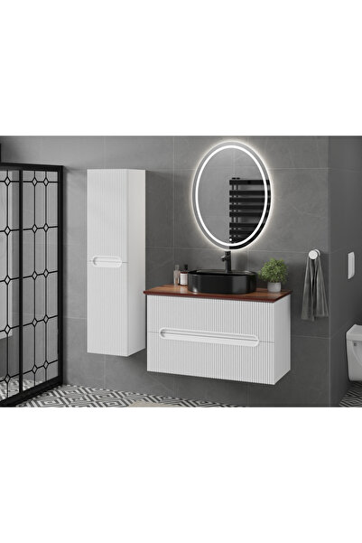 ROSEART BANYO ROSEPALACE BEYAZ 100CM BANYO DOLABI SETİ AYNA + SERAMİK LAVABO ...