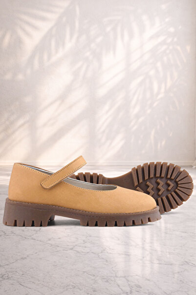 Rakerplus Natural Real Leather Mink Girls' Ballerina Shoes