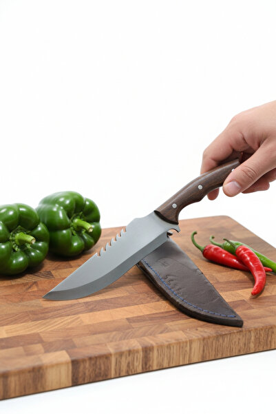 MERTCAN KNİFE Özel Tasarım Deri Kılıflı Kamp Bıçağı - Outdoor Piknik ve Mutfa...