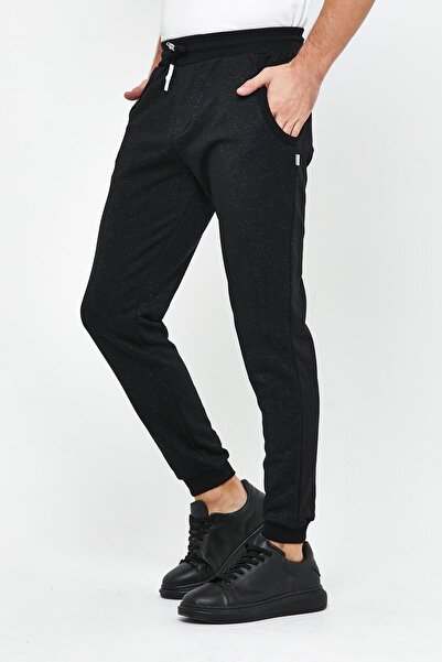 Polo State Men's Winter Elastic Gray 3 Thread Jogger Basic Black Sweatpants